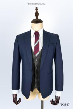 Bộ suit xanh đen cao cấp một nút TG347